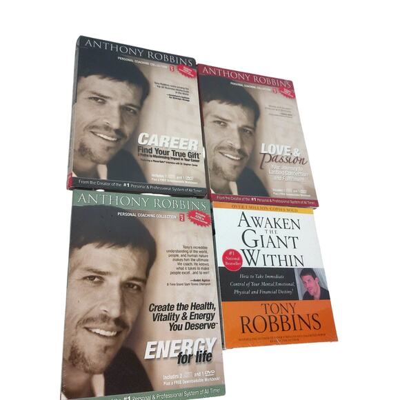 Anthony Robbins Coaching Collection Energy Love Career & Awaken Giant SET OF 4 - Picture 1 of 5